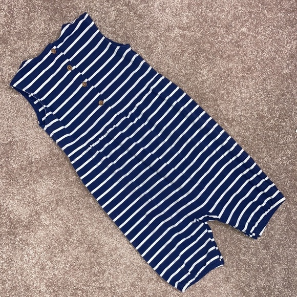 M&S mark and spencer navy striped one pc summer romper Uk size 2/3 - Picture 6 of 8